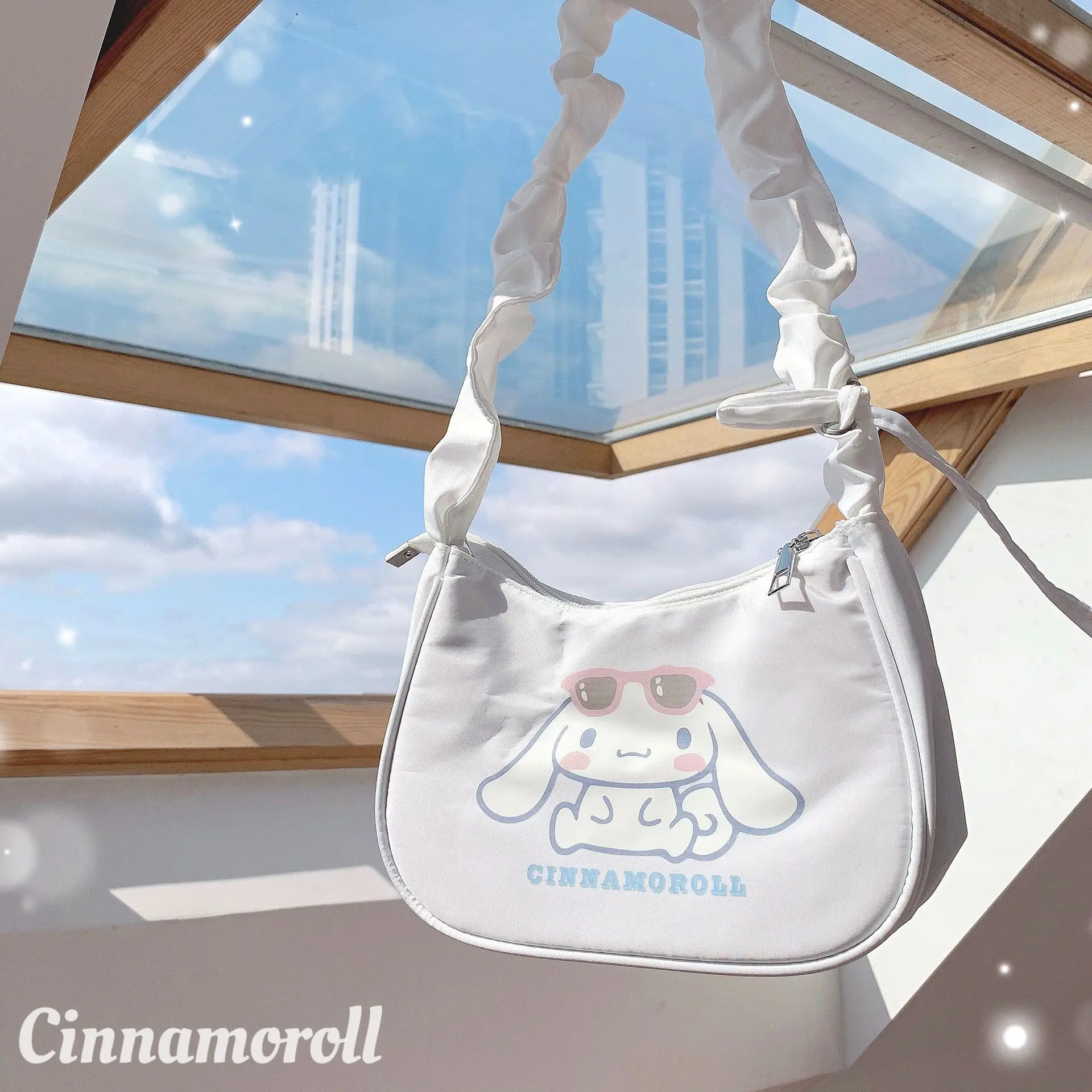 Color: Beige, Size: Extra Large - Sanrio Hellokitty Kuromi Cinnamorol Mymelody Pochacco Armpit Bag Kawaii Shoulder Bag Casual Allmatch Tote Women Commuter Handbag