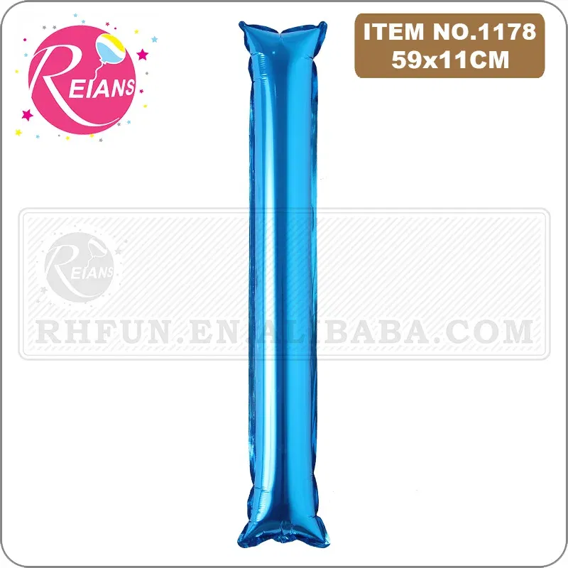 Color: Dark Khaki, Shape: X - 2pcs/lot Inflatable Balloon Stick Clapper Cheer leading Cheering Party Noise Make Aluminum foil multicolor inflatable Balloon