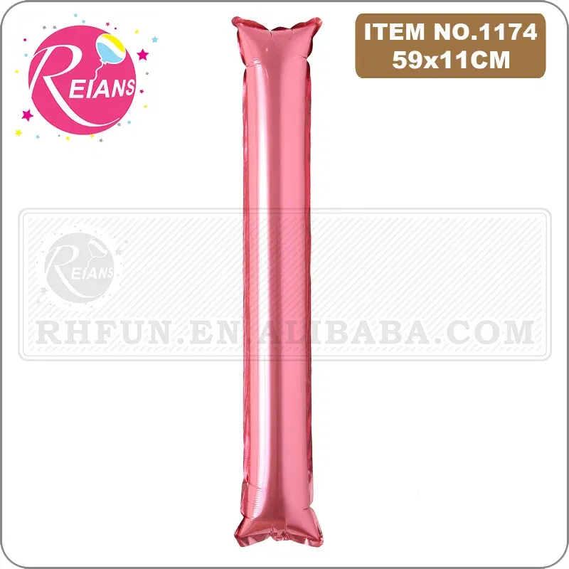 Color: Dark Khaki, Shape: X - 2pcs/lot Inflatable Balloon Stick Clapper Cheer leading Cheering Party Noise Make Aluminum foil multicolor inflatable Balloon