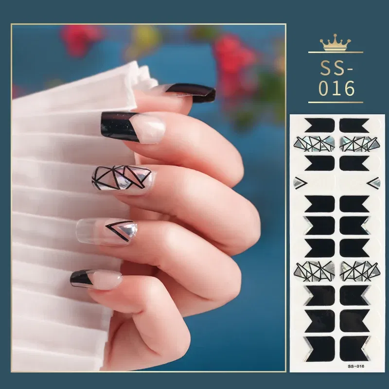 Color: army green - 22 Tips Blue and White Shiny Speckles Nail Art Sticker Full Cover Nail Stickers Last Update Nail Wraps Lot Sticker for Nails