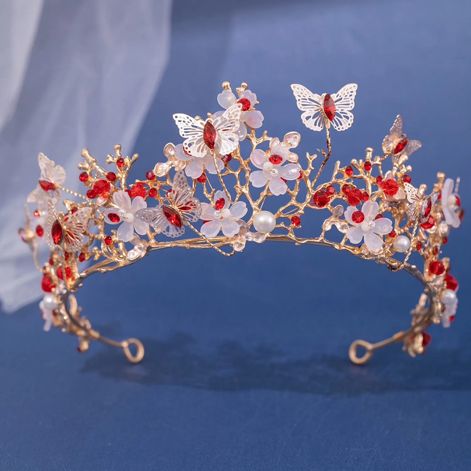 Metal color: Light Yellow Color - Baroque Silver Color Purple Crystal Butterfly Bridal Tiaras Crowns Headpiece Rhinestone Pageant Diadem Wedding Hair Accessories