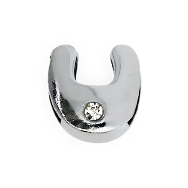 Color: Light Grey - 8mm Fat Slide Letters Charms Bracelet Women Jewelry Making 1pc Slide Alphabet A-Z DIY Wristband Belt Keychain Pet Collar