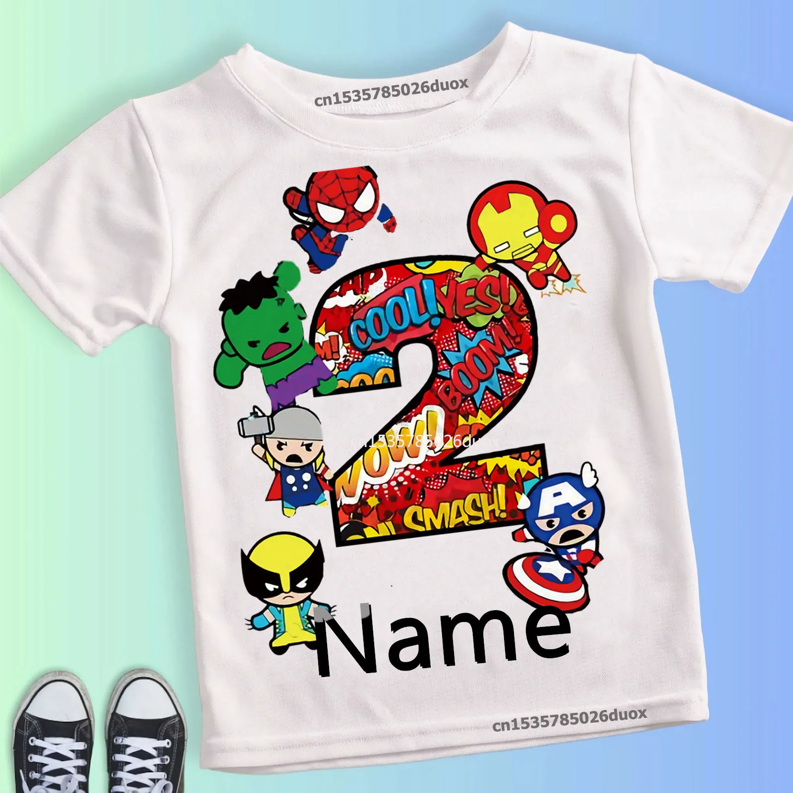 Color: black, Kid Size: 3T?€?€·?¤–运动?‰ - Summer 2024 3 4 5 6 7 8 9 Marvel SuperHero Birthday Girl Short Sleeved T-shirt The Avengers Personalize Name Birthday Boy Shirt