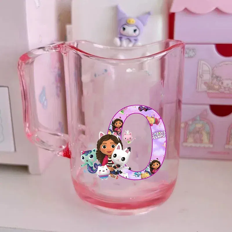 Color: Multicolor, Size: Other - Gabby Dollhouse Letter A-Z Print Water Cup ABS Tooth Brushing Cups Anime Kawaii Cat Kids Toothglass Cups Kids Birthday Gift