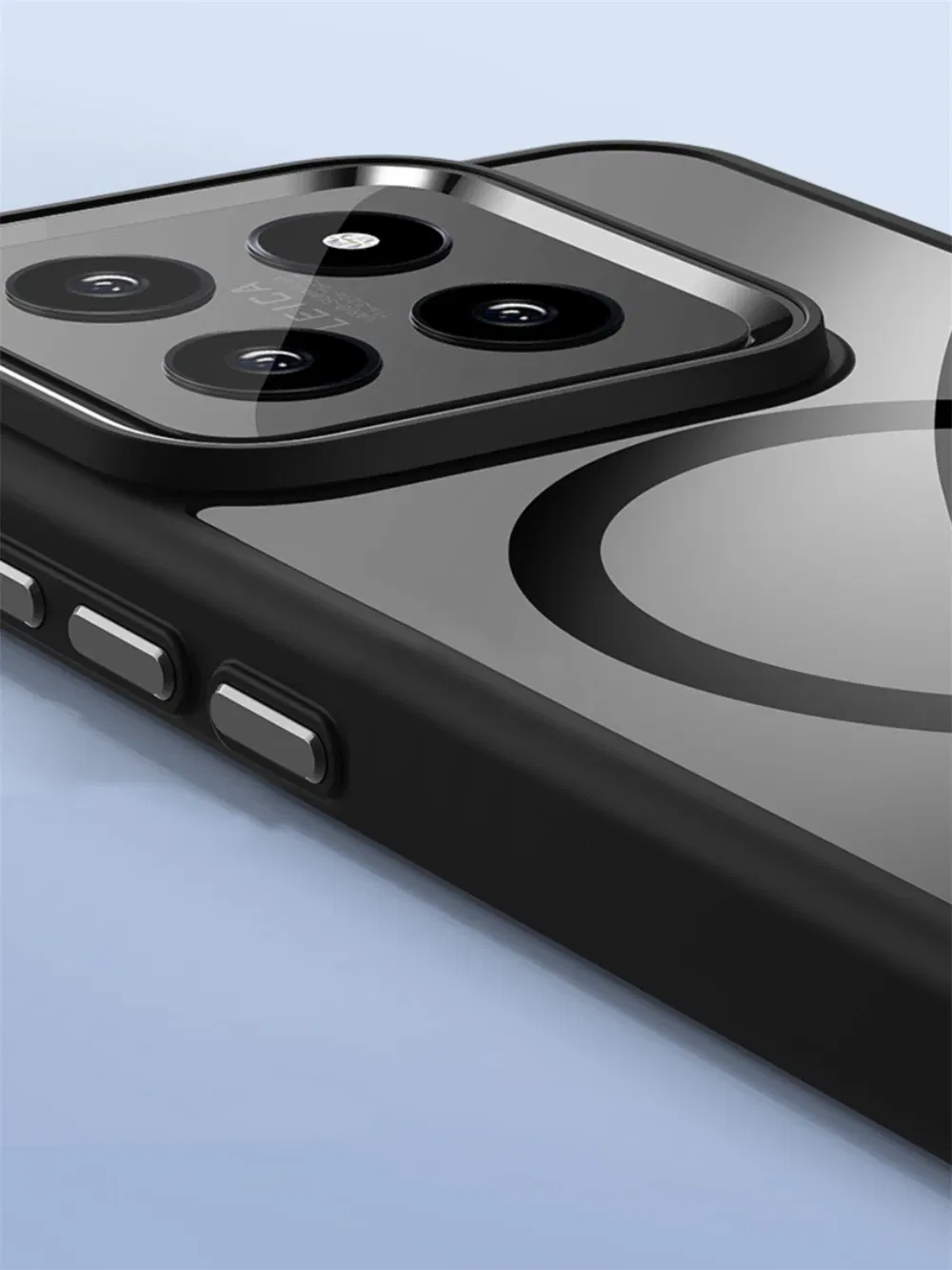 Color: Black, Material: Canvas - Luxury HD Transparent Shockproof Bumper Case For Xiaomi Mi 14 Pro Ultra For Magsafe Magnetic Wireless Charge Back Cover Shell