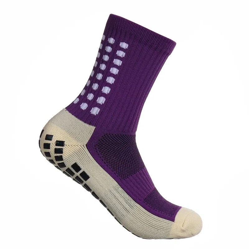 Color: PURPLE - Anti-slip Soccer Women Men Outdoor Sport Grip Football Yoga Socks
