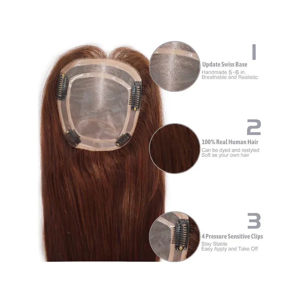 Toupee Color: 1820#, Toupee Size: 5x7, Toupee Design: free, Toupee Density: 120%, Length: 16 inches - 5.5X6inch Mono Base Brazilian Remy Human Hair Topper 12"-18" Double Pu Around Thick Invisible Mono Topper for Women Hairpieces