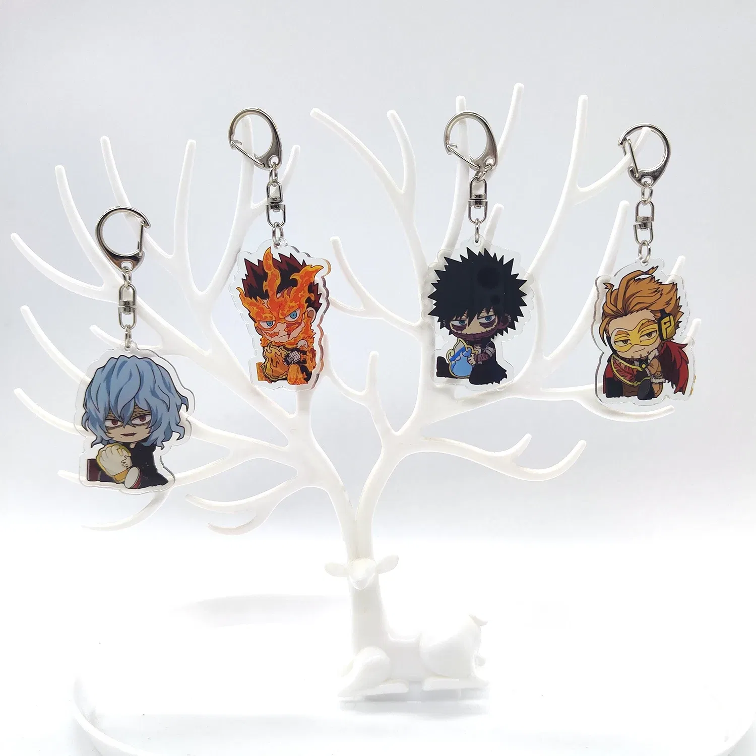 Color: green - 8pcs/set Anime Keychains Hero Acrylic Keychain Izuku Bakugo Katsuki Transparent Pendant Accessories Cute Cartoon Gifts wholesale