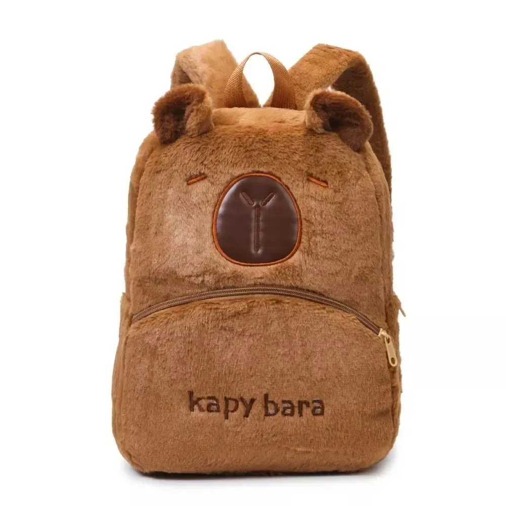 Color: black - Shoulder Bag Capybara Plush Backpack Animals Students School Bag Couple