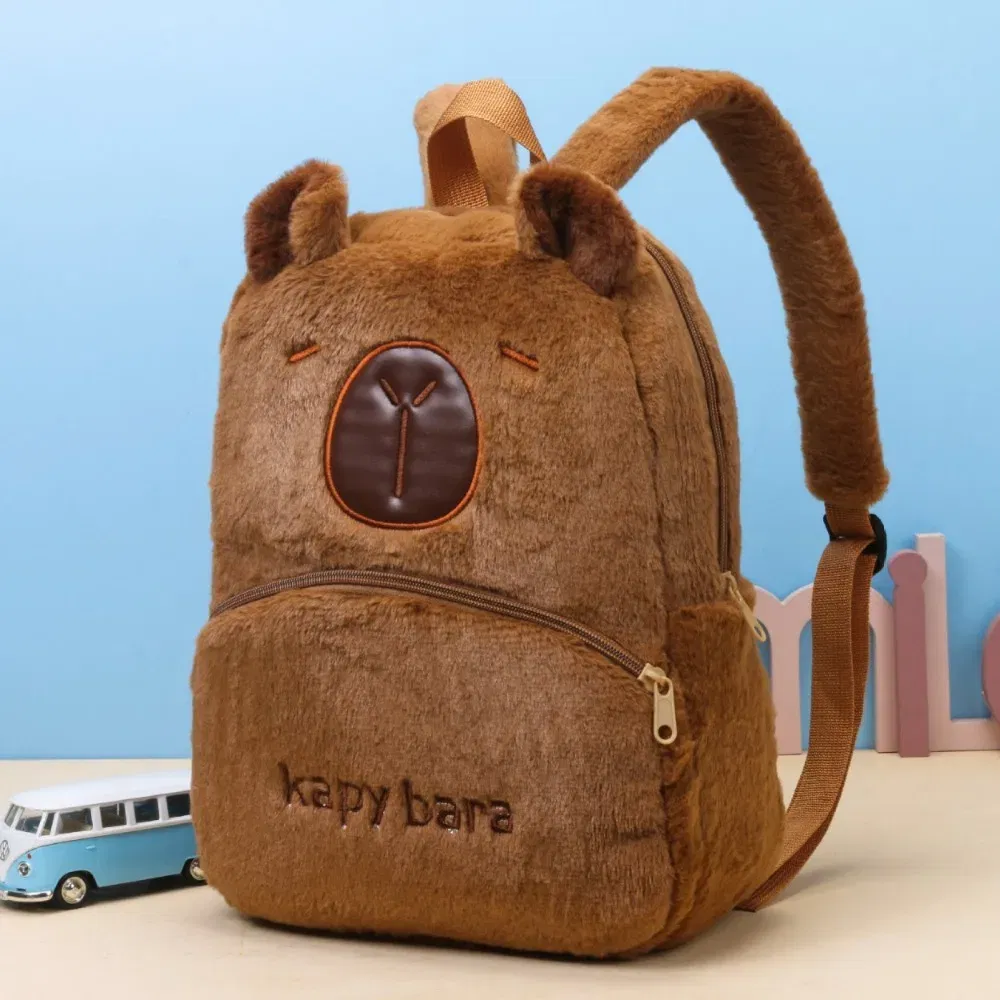 Color: black - Shoulder Bag Capybara Plush Backpack Animals Students School Bag Couple