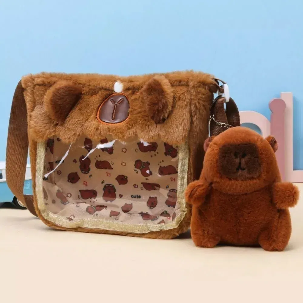 Color: black - Shoulder Bag Capybara Plush Backpack Animals Students School Bag Couple