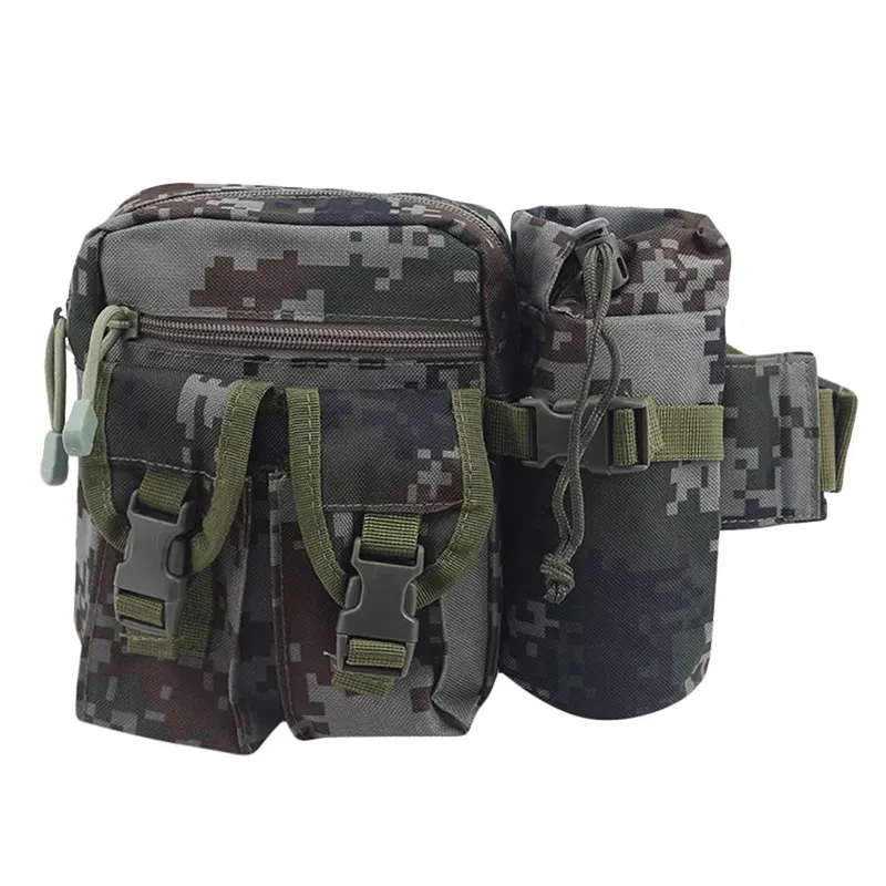 Color: Brown - Waterproof Nylon Fanny Pack Men  Tactical Military Army Waist Bag Hiking Outdoor Camping Shoulder Bum Belt Bum Sport Chest Bags