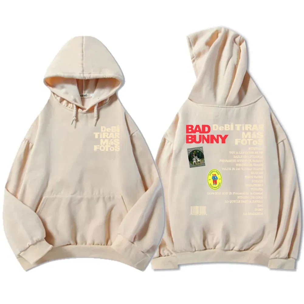 Color: Navy Blue, Size: L - Unisex Streetwear Bad Bunny DTMF Hoodies 2025 New Album Deb?­ Tirar Más Fotos Printing Sweatshirts Winter Comfortable Male Hoodie
