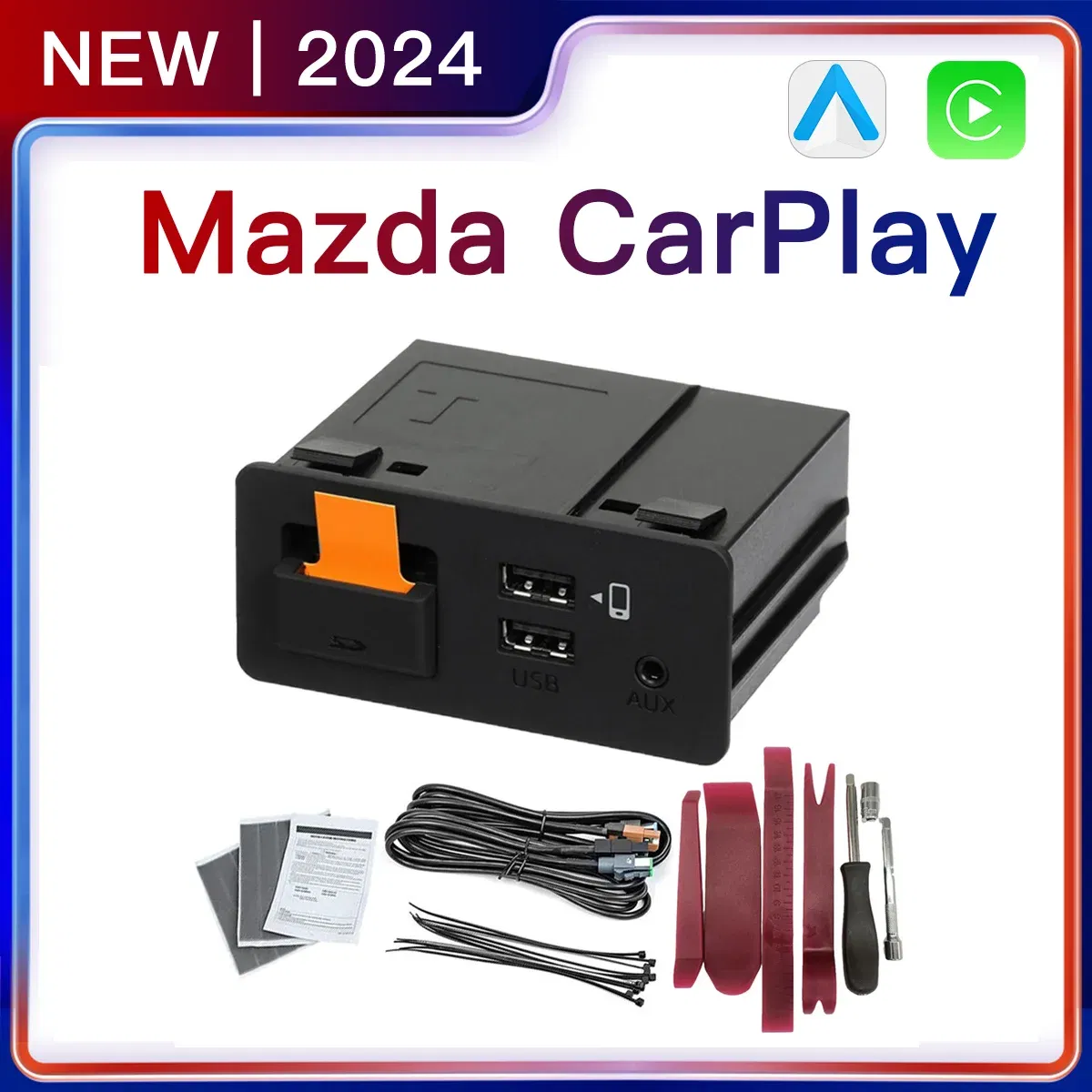 Color: RED - New Upgrade  CarPlay Android Auto USB Hub Adapter for Mazda 2 3 6 CX3 CX5 CX8 CX9 MX5 miata TK78669U0C Mazda Retrofit Kit