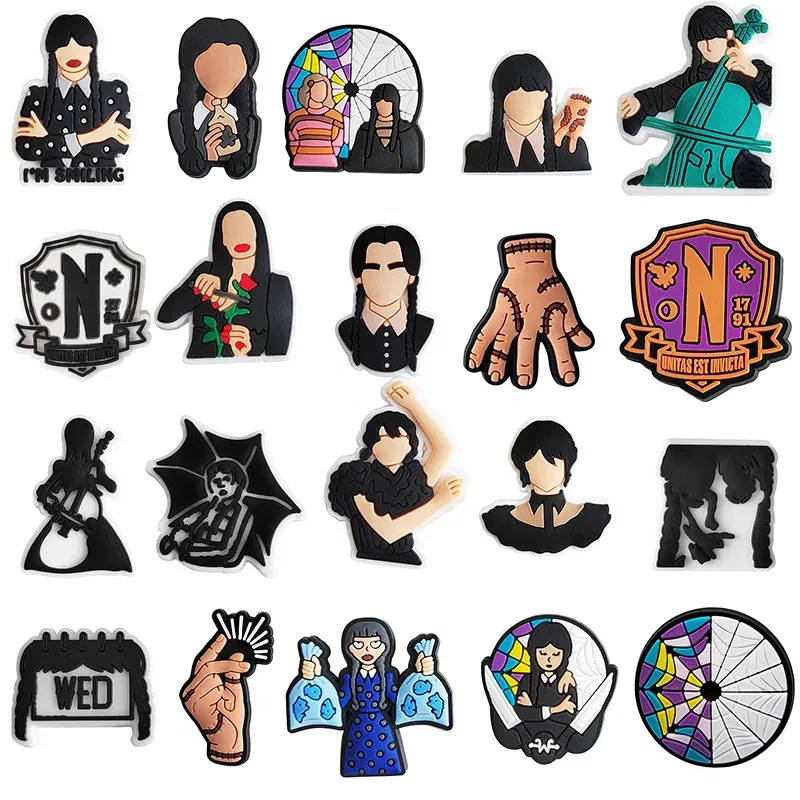 Color: Beige, Ships From: CHINA - Wednesday1Pcs Famous Science Fiction Film  Charms PVC Shoe Decorations Clogs Wristband Accessories Women Men Party Gifts