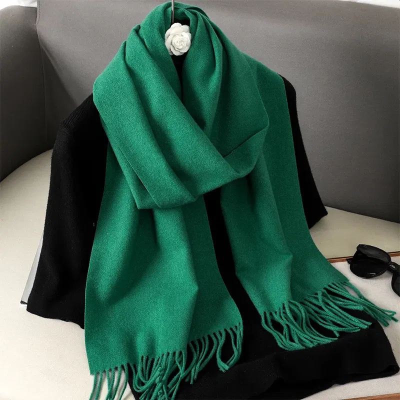 Color: camel - New 62 Color Winter Scarf For Women Long Warm Cashmere Scarves Hijab Solid Lady Shawl Wrap Female Pashmina Bandana Head Scarfs