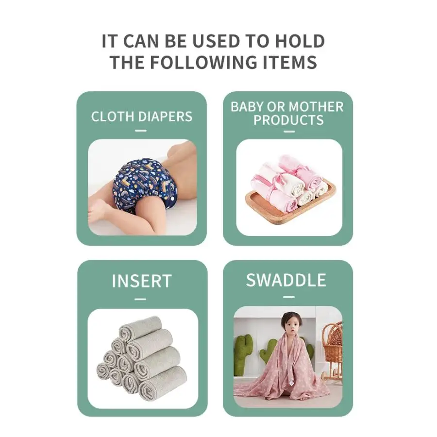 Color: Ivory - Happyflute Reusable Hanging Wet Dry Cloth Diaper Bag With Double Zippered Pockets 40*70cm