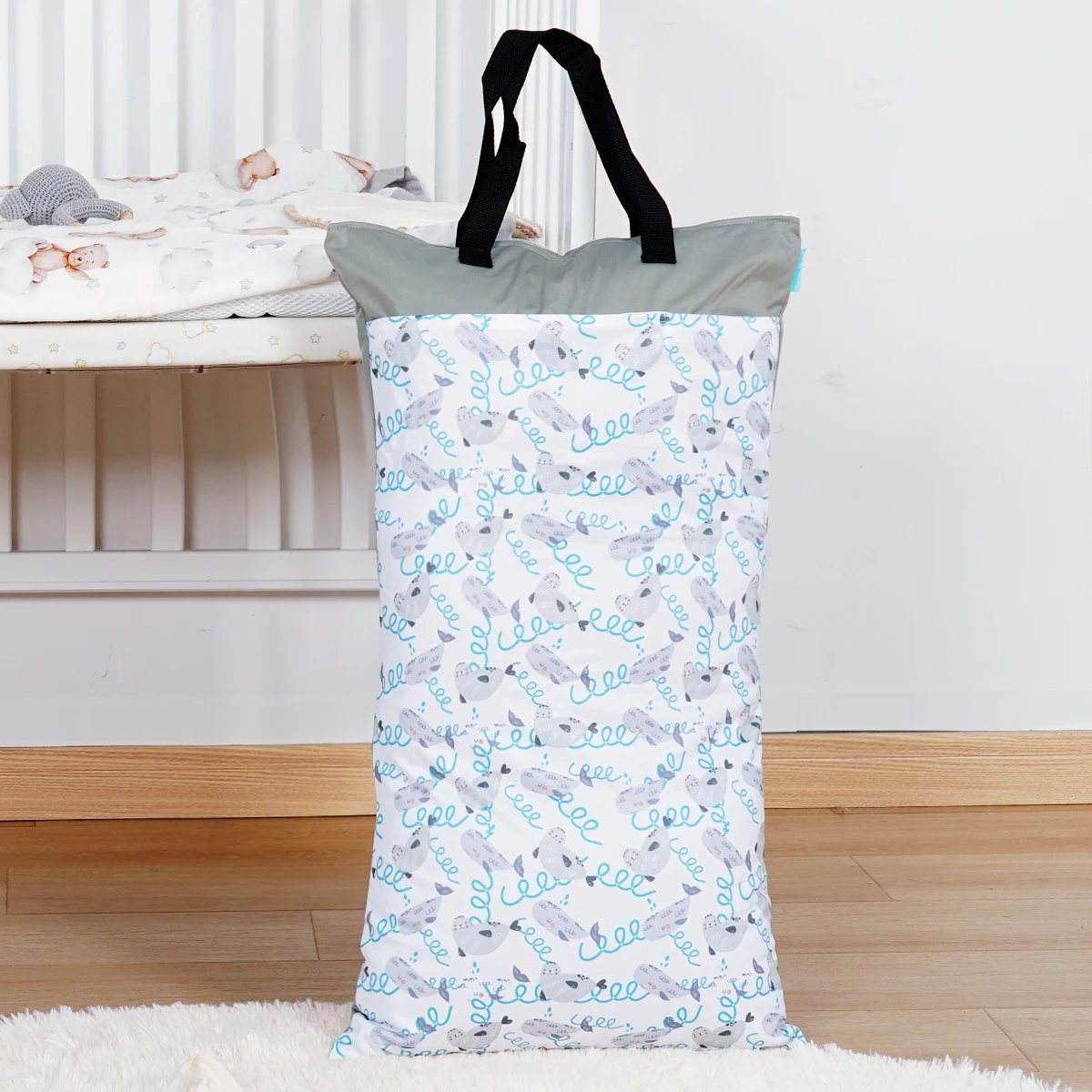 Color: Ivory - Happyflute Reusable Hanging Wet Dry Cloth Diaper Bag With Double Zippered Pockets 40*70cm