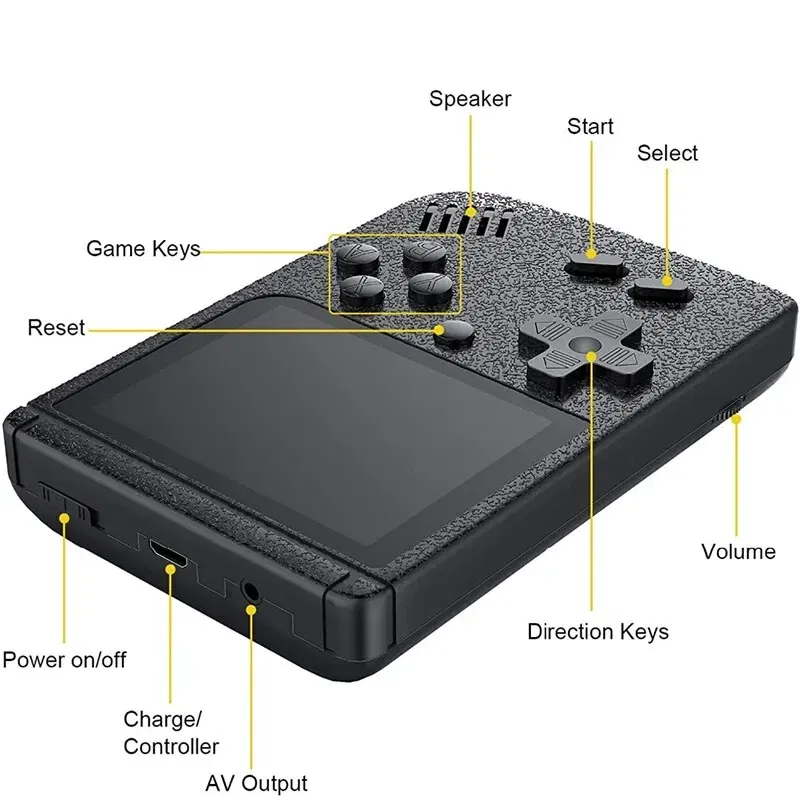 Color: Blue - 400 IN 1 Retro Video Game Console 2.8inch Handheld Pocket Game Console Mini Handheld Player for Kids Christmas Gift