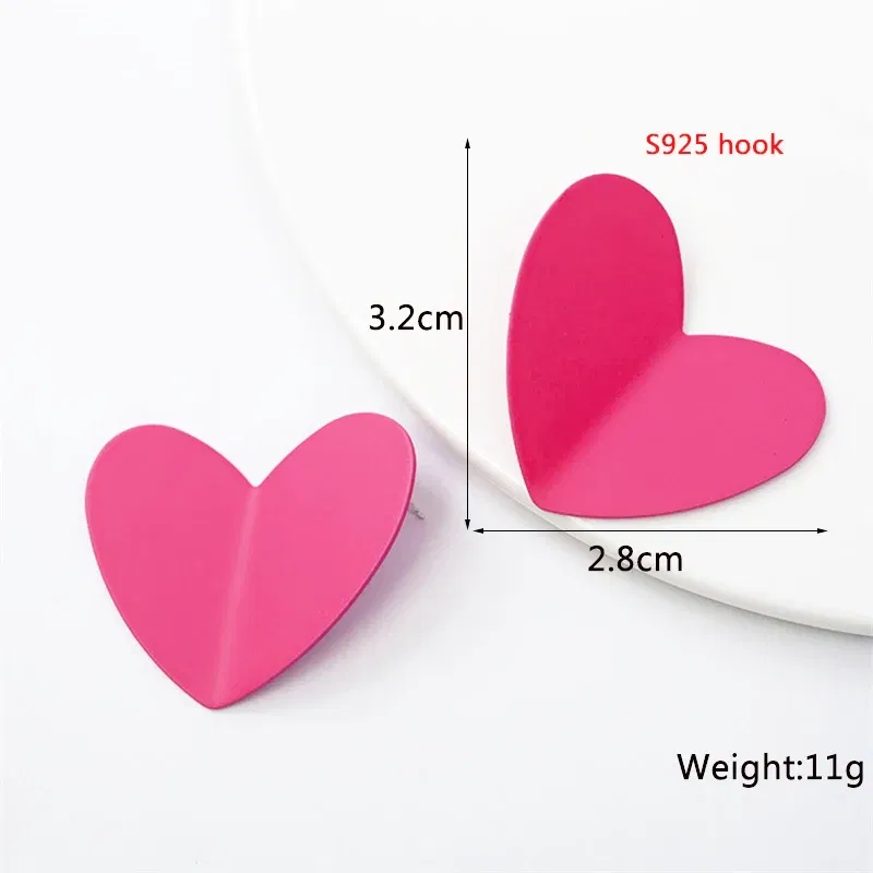 Metal Color: REDDISH BROWN - 2024 New Rose Red Flower Hanging Earrings for Women Love Heart Blooming Florals Cute Lovely Female Ear Jewelry brincos new