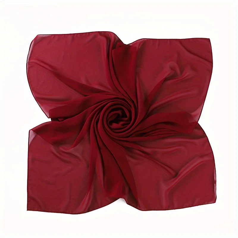 Color: Pink, Size: One Size - 110*110cm Chiffon Square Hijabs Scarf For Woman Muslim Turban Hat Islam Headscarf Women Plain Veil Jersey Hijabs Ramadan