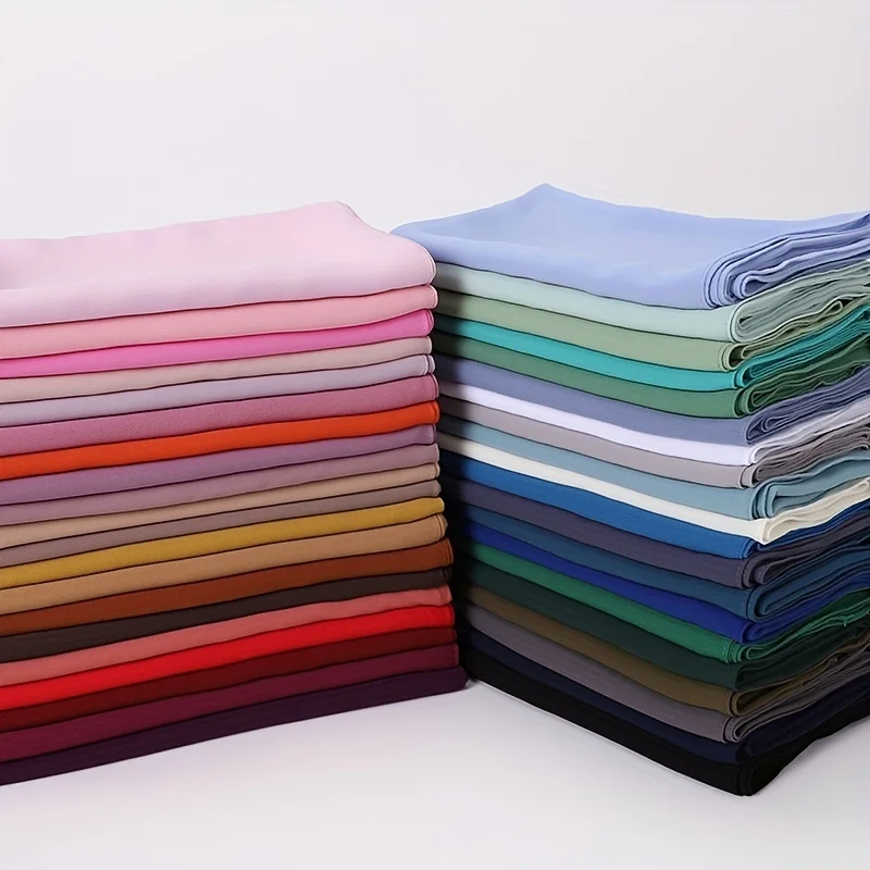 Color: Pink, Size: One Size - 110*110cm Chiffon Square Hijabs Scarf For Woman Muslim Turban Hat Islam Headscarf Women Plain Veil Jersey Hijabs Ramadan