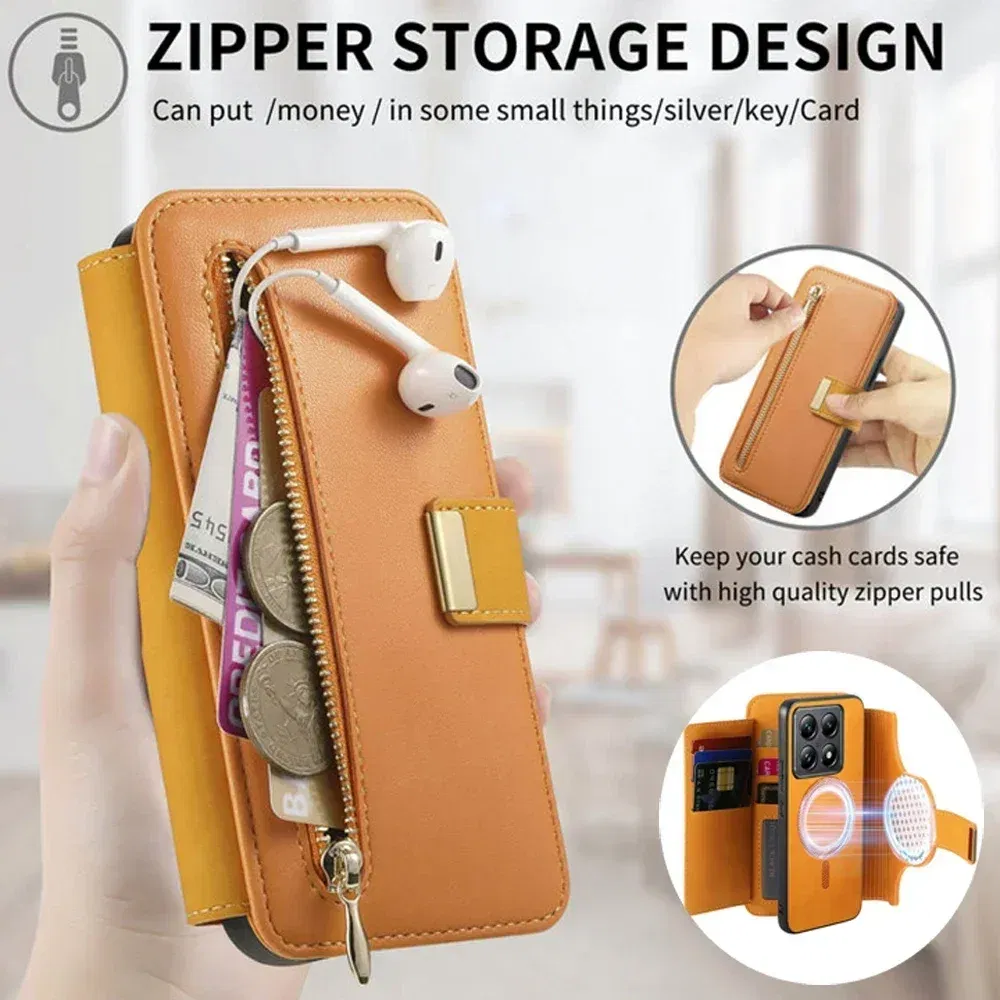 For Oneplus 13 5G Case 2In1 Detachable Leather Zipper Wallet Funda OnePlus 13R Magnet Back Cover One Plus ACE 5 Pro 12R 13 Etui
