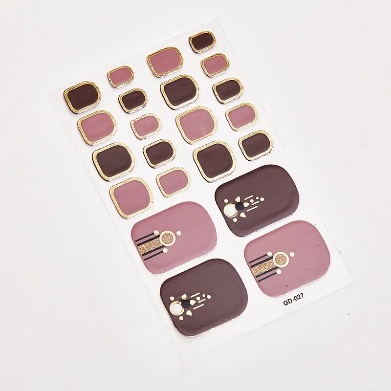 Color: dusty wine - 22 Tips/Sheet Valentines Loveliness Full Cover Nail Stickers Fashion Nail Stickers Nail Sticker Set Designed Nail Tape Shiny