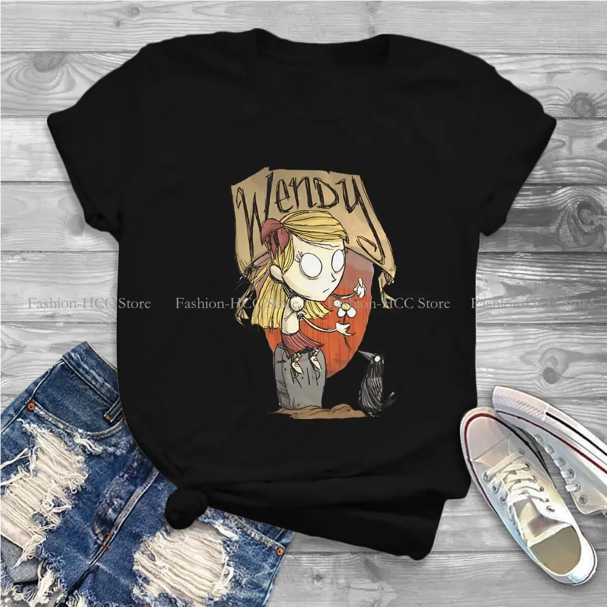 Color: WHITE, Size: M - Wendy And Cat Style Polyester TShirt Dont Starve Top Quality New Design Gift Clothes T Shirt Short Sleeve