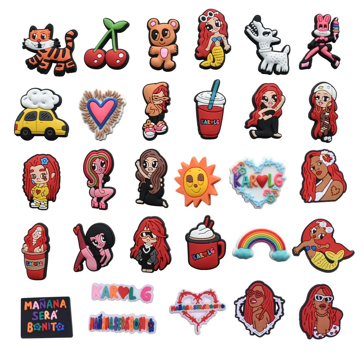 Color: Pink, Ships From: CHINA - 1pcs Karol G  Charms for Girl Women Mermaids Garden Shoe Decorations Animals Jeans Butterfly Slipper Accessories