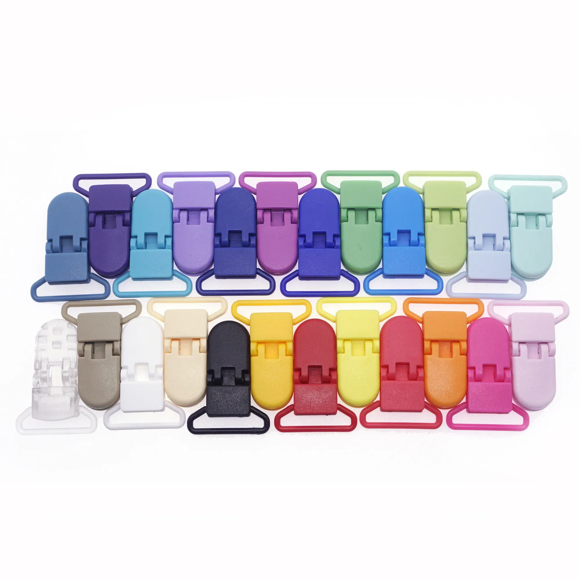 Color: Light Blue - 48Pcs Eco-friendly Plastic Baby Pacifier Clips Holder Mix Colors Dummy Soother Bib Suspender Clip Transparent 25MM Free Shipping