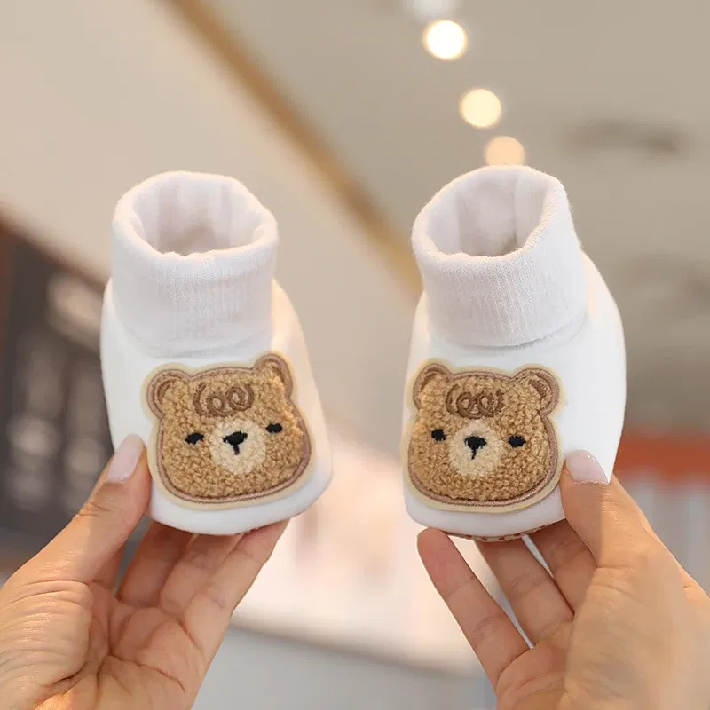 Color: Brown, Baby Age: 0-6 Months - Winter New Cute Cartoon Baby Booties Boy Girl Boots Cotton Soft-Sole Non-Slip Warm Toddler First Walkers Infant Crib Shoes
