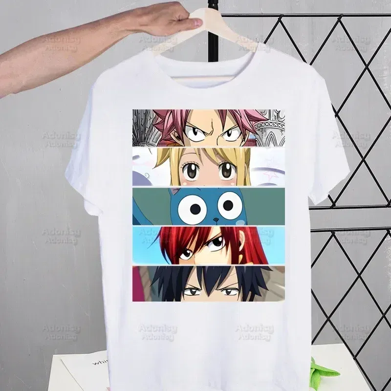 Color: Dark Grey, Size: M - Anime Fairy Tail Cartoon Natsu Erza Gray Lucy T-shirts Summer Men/Women Hip Hop Tshirt Streetwear t shirts Short Sleeve Tops