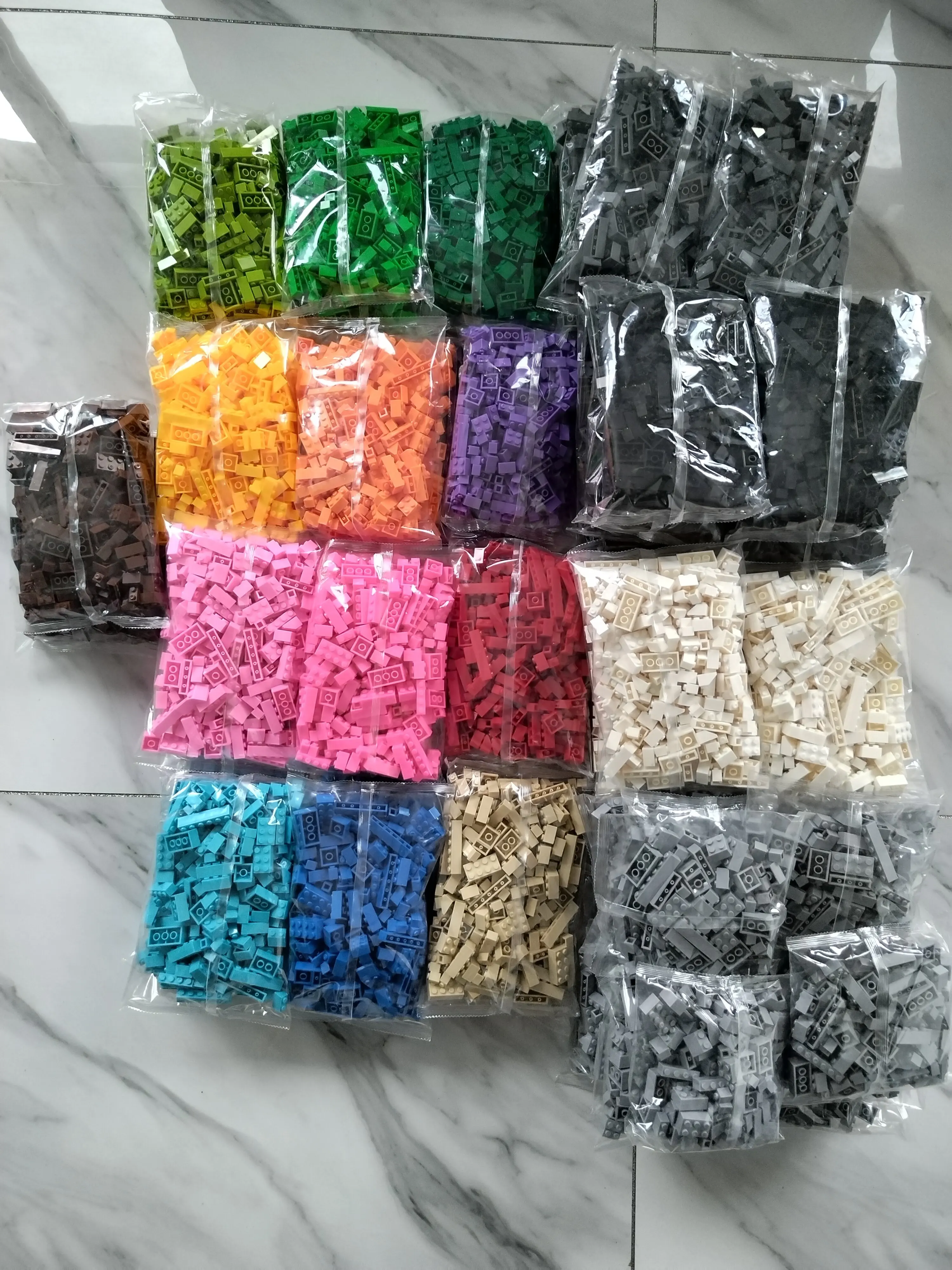 Color: Orange - Bulk Building Blocks Large bricks 17 Single colour 260g Free assembly Compatible  LEGO Children's educational creative toys DIY