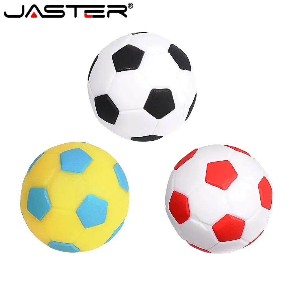 Capacity: 64GB, Color: Red - Football USB Flash Drive 64GB Cute Cartoon Memory Stick 32GB Yellow Red Black Pen Drive 16GB Creative Gift U Disk Free Chain
