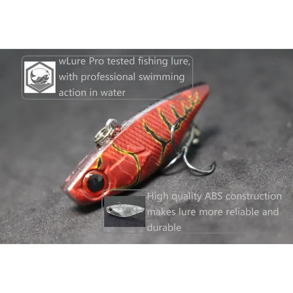 Color: Red and Green - wLure Fishing Lure Lipless VIB 4cm 4.6g Tiny Hard Lure Carp Fishing Fly Fishing Bait Tail Hook Sinking to Bottom L666