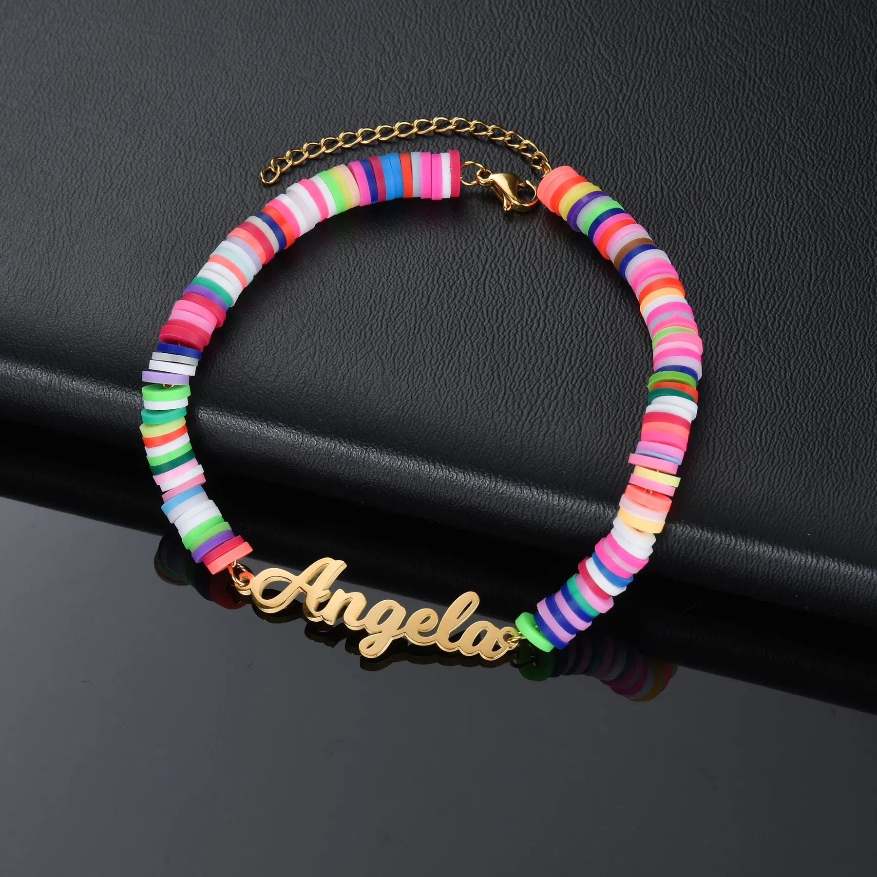 Metal Color: Titanium Plated, Length: 18.5cm, Main Stone Color: Orange - Atoztide Personalized Custom Name Bracelet for Women Men Stainless Steel 10mm Cuban Chain Nameplate Handmade Bangle Jewelry Gift