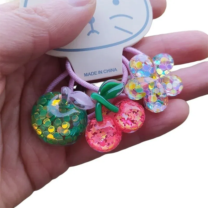 Color: GRAY - 3PCS New Cute Cartoon Rainbows Princess Headwear Kids Elastic Hair Bands Children Tie Girls Accessories Baby Headdress