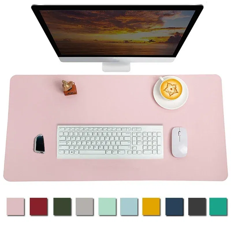 Color: Red - Large Mouse Pad Extra Big Non-Slip Desk Pad Waterproof PU Leather Desk Table Protector Gaming Mouse Mat for Game Office Work