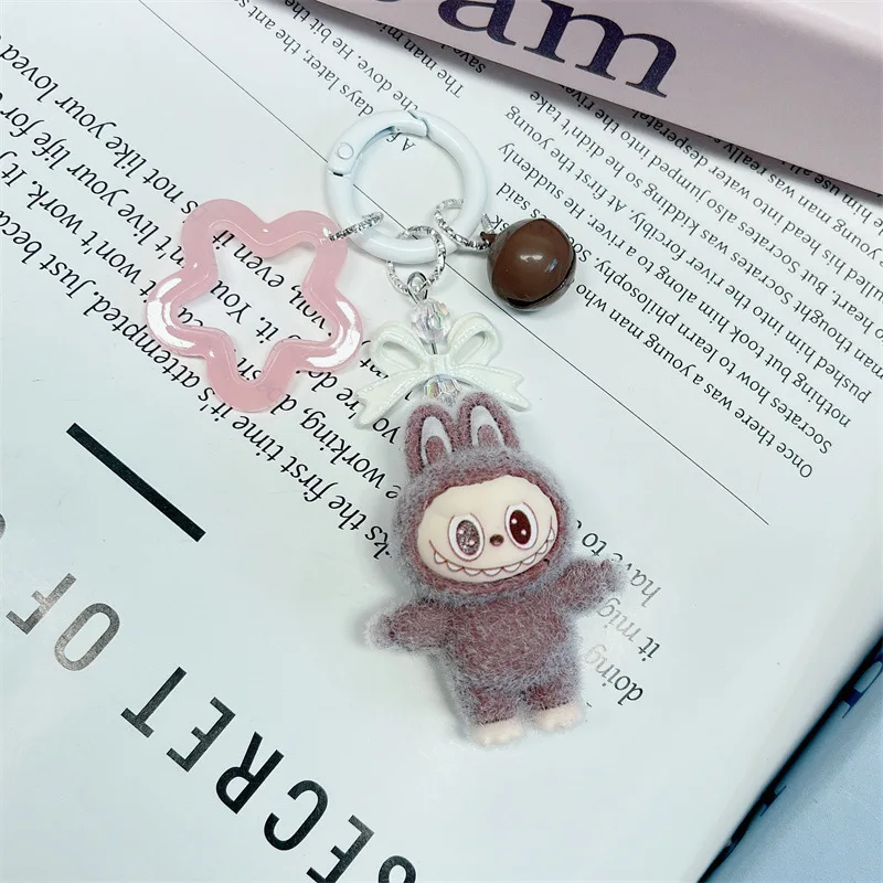 Color: Pink, Ships From: CHINA - Cute flocking anime keychains, charming 3D accessories, car key rings, jewelry, cartoon phone pendants, gifts