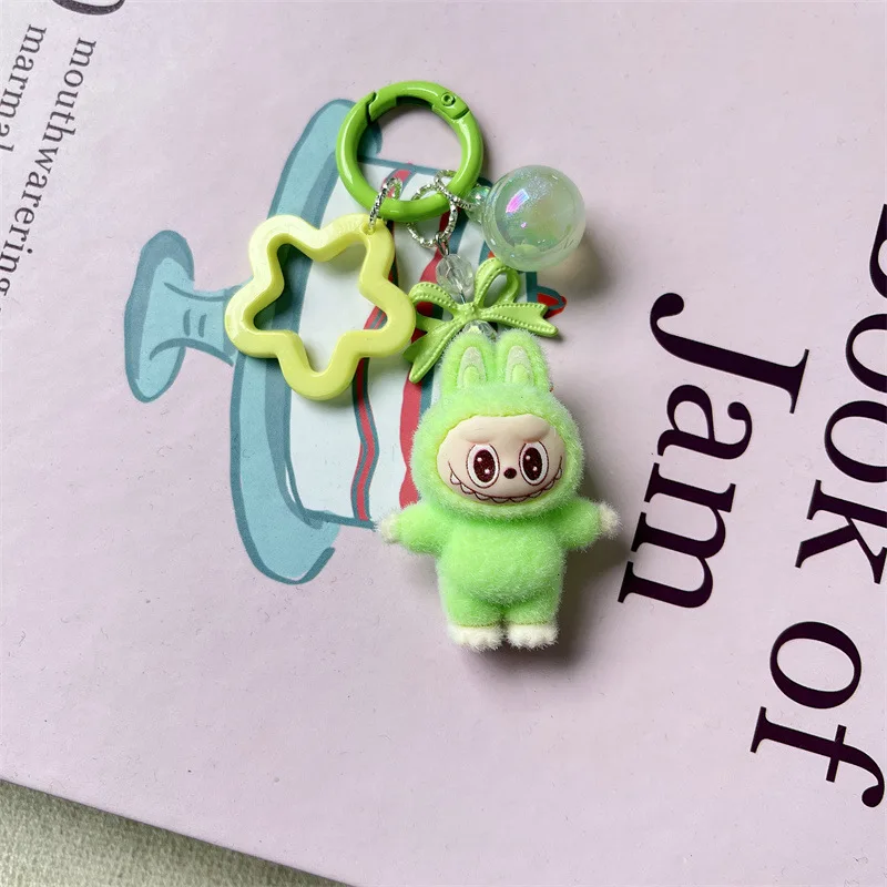 Color: Pink, Ships From: CHINA - Cute flocking anime keychains, charming 3D accessories, car key rings, jewelry, cartoon phone pendants, gifts