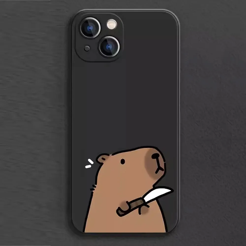 Color: Beige, Material: Cotton - Cartoon Animal Capybara Phone Case For Samsung Galaxy S10 S20 S21 S22 S23 S24 FE Plus Ultra Note 20 Couple Paired Silicone Cover