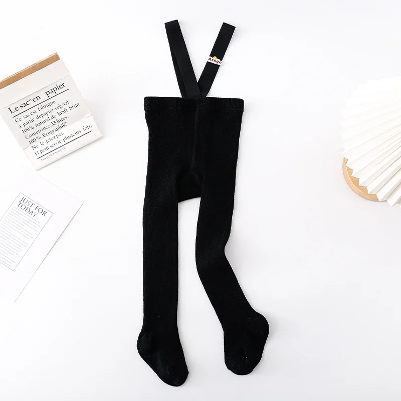 Color: black, Kid Size: 9M - Baby Girl Stocking 0-3 Y Infant Toddler Knit Tights Newborn Suspender Tights Pantyhose Autumn Solid High Waist Overall Legging