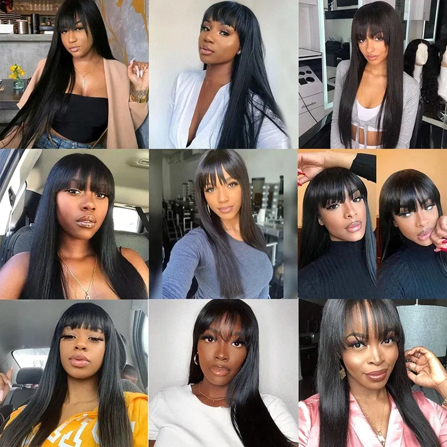 Stretched Length: 24inches, Lace Wig Type: 4*1, Density: 150%, Ships From: CHINA - 30 Inch 3X1 Middle Part Lace Human Hair Wig With Bangs For Women Straight Brazilian Wigs On Sale Cheap Fringe Short Bob Wigs