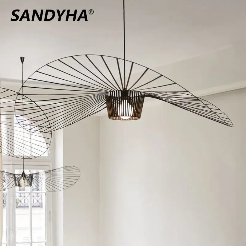 Color: Black, Wattage: 21-30W - SANDYHA Modern Nordic Hats Pendant Lights Industrial Home Desin Ceiling Lamp Living Dining Room Restaurant Hanging  Fixtures