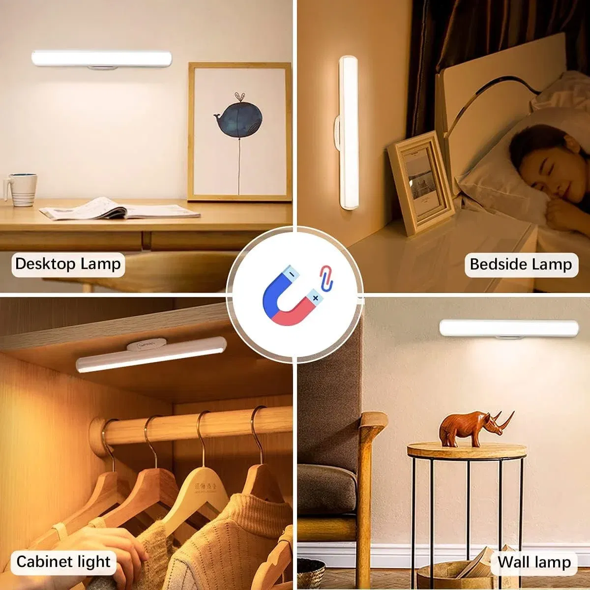 360?° Rotatable Magnetic Vanity Light LED Night Light Portable RechargeableWall Lamp For Bedroom Bedside Lamp Touch Switch