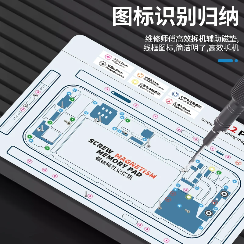 Color: green - Soft Magnetic Screw Positioning Keeper Chart for iPhone X-15Pro Max Disassembly Double Sided Screw Setting Opening Guiding Mat