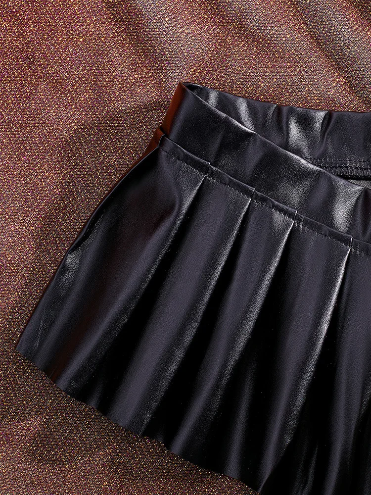 Color: black, Size: XL, Ships From: CHINA - Sexy PU Leather Pleated Skirt Women Solid Basic Mini Skirt Low Waist Skirt Female Nightwear Micro Bikini Skirts Nightclub Skirts