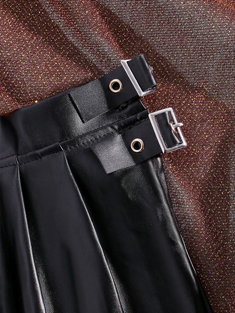 Color: black, Size: XL, Ships From: CHINA - Sexy PU Leather Pleated Skirt Women Solid Basic Mini Skirt Low Waist Skirt Female Nightwear Micro Bikini Skirts Nightclub Skirts