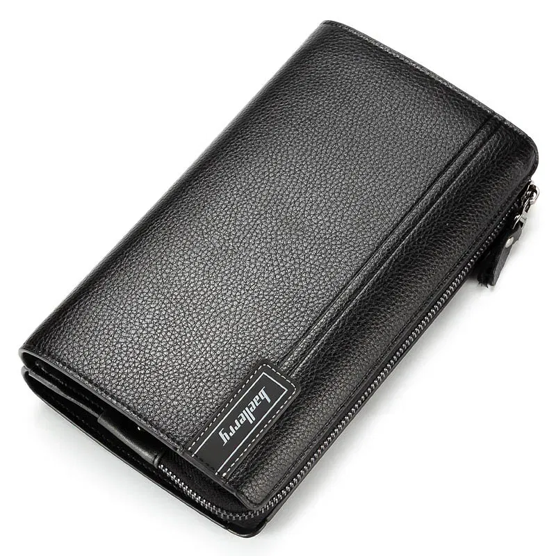 Color: black - Baellerry Men Clutch Bag Large Capacity Men Wallets Cell Phone Pocket Passcard Pocket High Quality Multifunction Wallet For Men